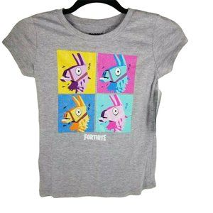 Fortnite Loot Llama Grid Battle Girls Gray T Shirt Size M 7 8 New Short Sleeve